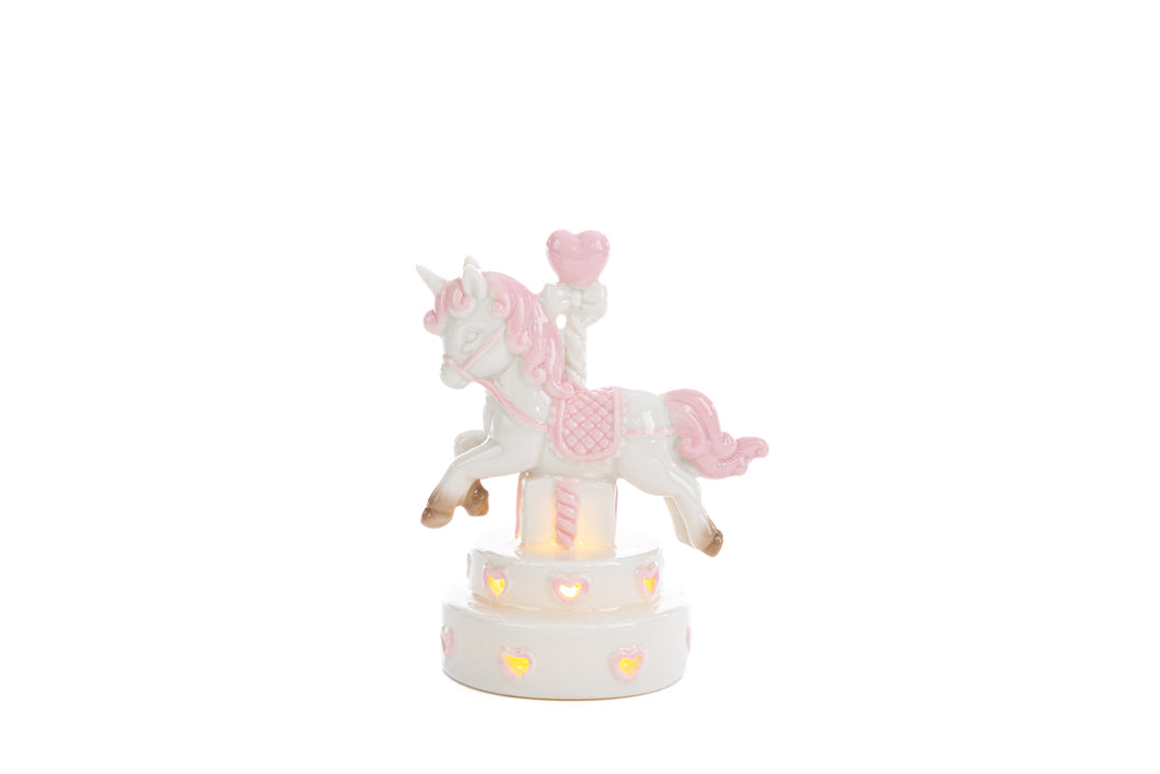 Unicorno in porcellana con luce led rosa - Le stelle